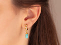 GURHAN, GURHAN Spell Gold Single Drop Earrings, 10x5mm Teardrop on Round Huggie, Turquoise and Diamond