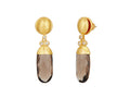 GURHAN, GURHAN Spell Gold Single Drop Earrings, 18x8mm Flat Faceted Oval, Smoky Quartz and Diamond