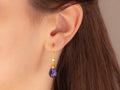 GURHAN, GURHAN Spell Gold Single Drop Earrings, 12x8mm Teardrop on Wire Hook, Tanzanite and Diamond
