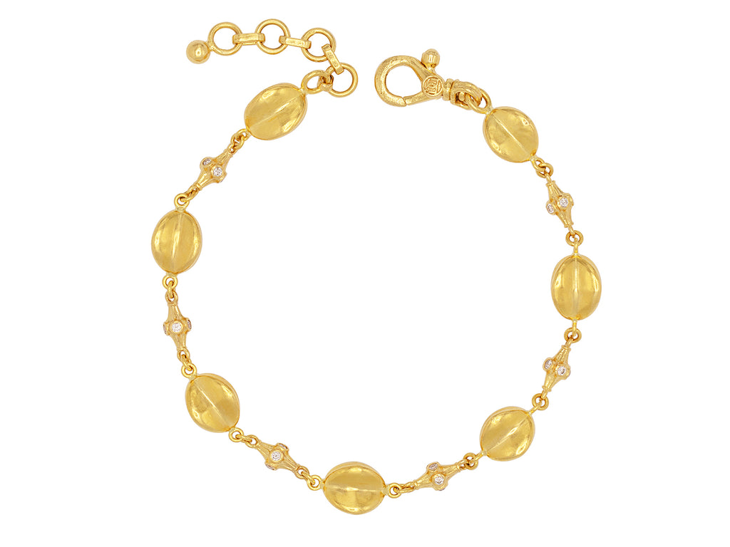 GURHAN, GURHAN Spell Gold Station Single-Strand Bracelet, Round "X" Beads, Diamond