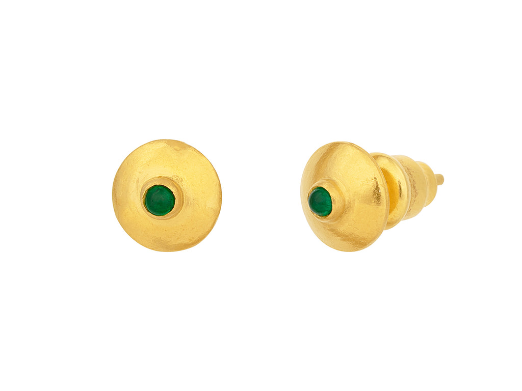 GURHAN, GURHAN Spell Gold Emerald Stud Earrings, 8.5mm Round