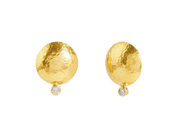 GURHAN, GURHAN Spell Gold Diamond Stud Earrings, 15mm Round Lentil Shape