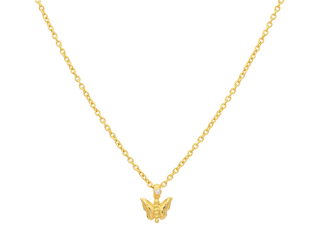 GURHAN, GURHAN Spell Gold Pendant Necklace, Small Butterfly, Diamond