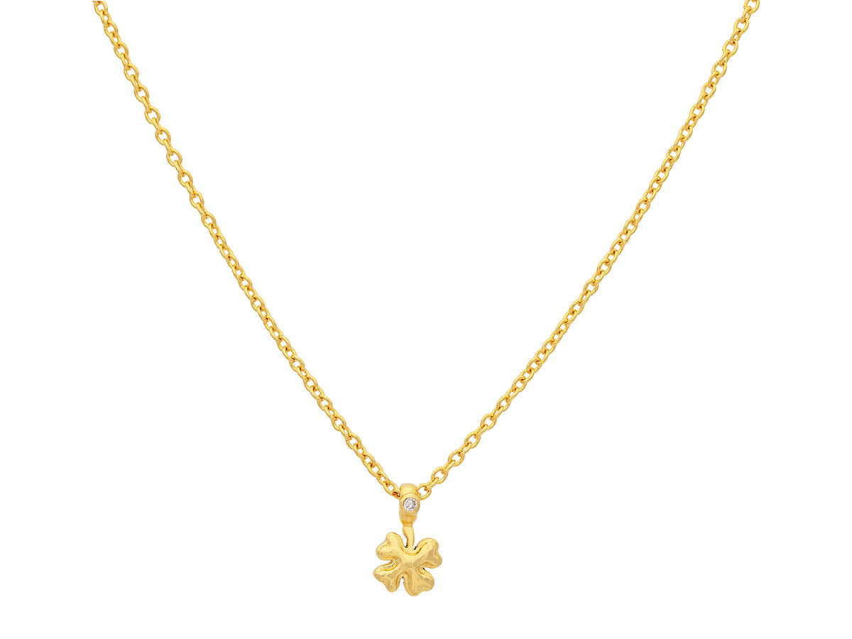 GURHAN, GURHAN Spell Gold Pendant Necklace, Small Clover, with Diamond