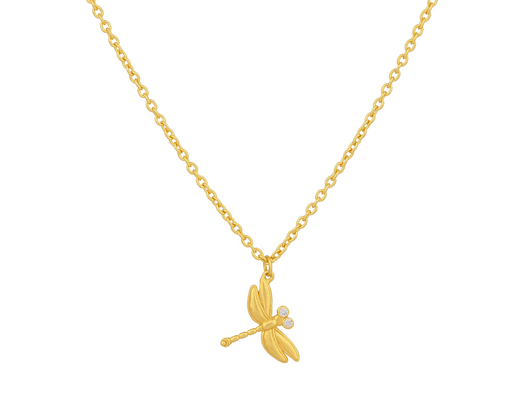 GURHAN, GURHAN Spell Gold Diamond Pendant Necklace, Dragonfly