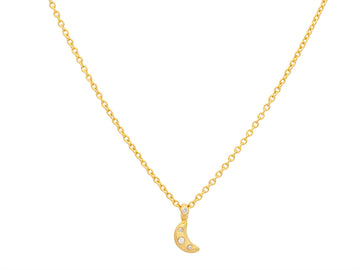GURHAN, GURHAN Spell Gold Pendant Necklace, Small Cresent Moon, Diamond