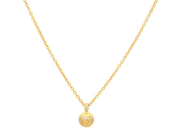 GURHAN, GURHAN Spell Gold Diamond Pendant Necklace, Small Smiley