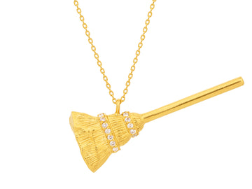 GURHAN, GURHAN Spell Gold Diamond Pendant Necklace, Large Broom