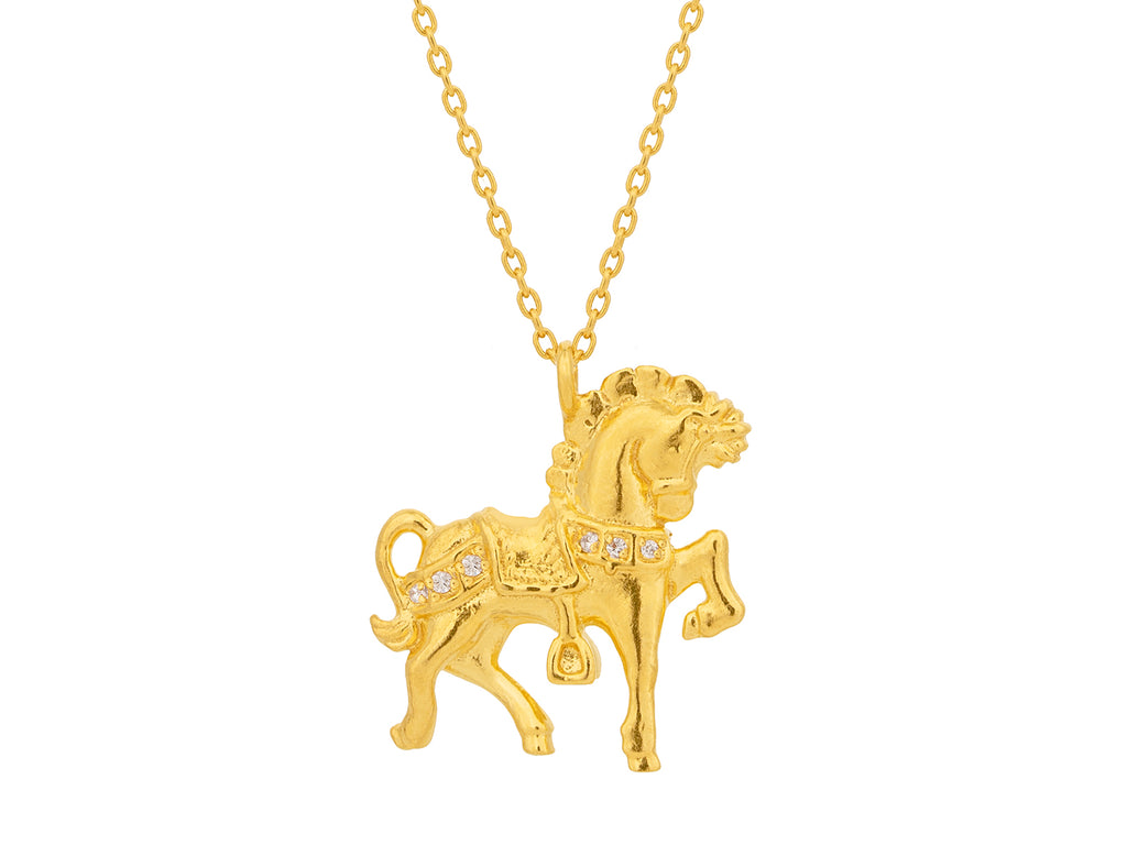 GURHAN, GURHAN Spell Gold Diamond Pendant Necklace, Large Horse