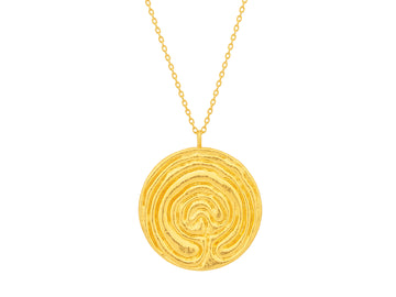 GURHAN, GURHAN Spell Gold Pendant Necklace, Round Disc with Labyrinth