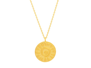 GURHAN, GURHAN Spell Gold Pendant Necklace, Round Disc with Spiral Sun