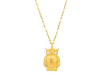 GURHAN, GURHAN Spell Gold Diamond Pendant Necklace, Owl