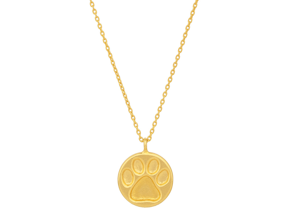 GURHAN, GURHAN Spell Gold Pendant Necklace, 12mm Round Paw Print