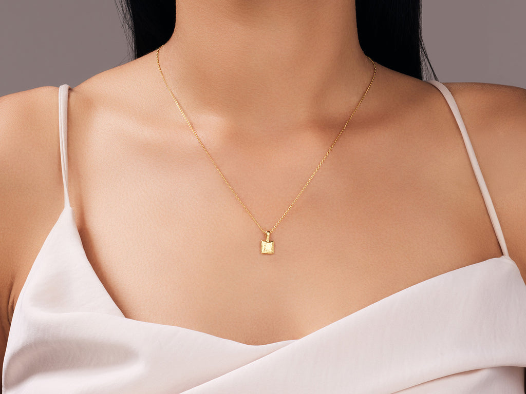 GURHAN, GURHAN Spell Gold Pendant Necklace, 7mm Square