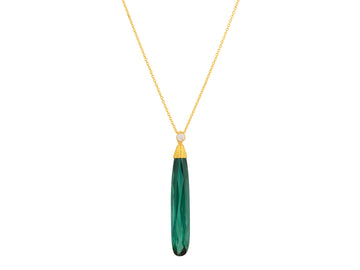 GURHAN, GURHAN Spell Gold Tourmaline Pendant Necklace, 43x7mm Teardrop