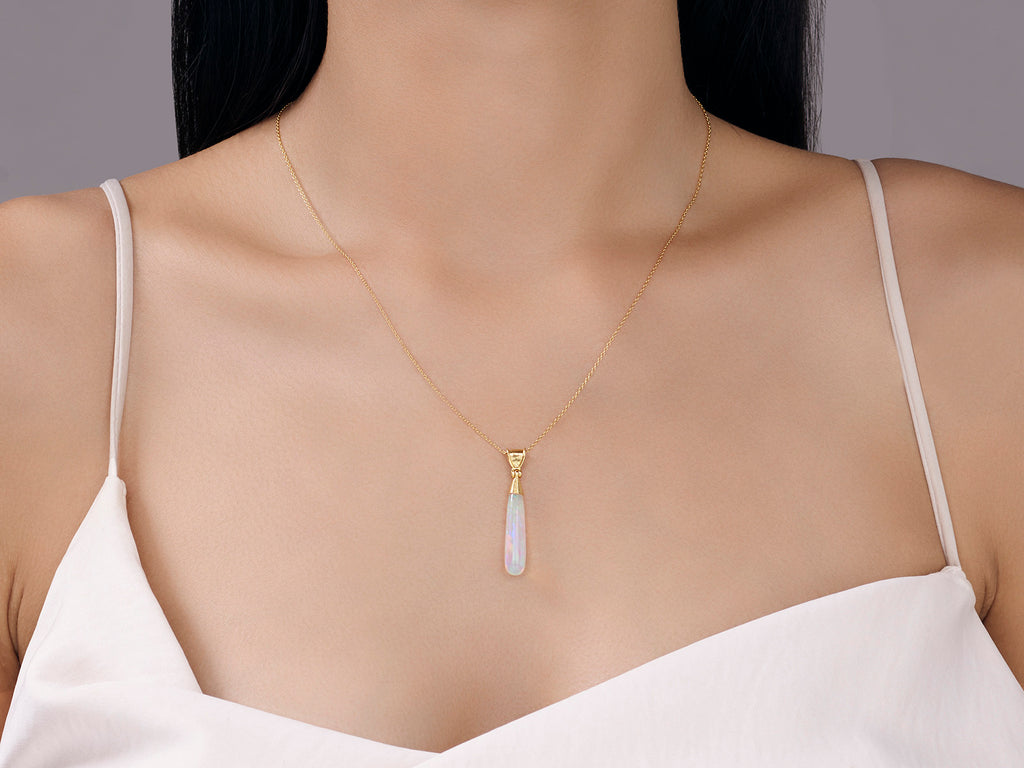 GURHAN, GURHAN Spell Gold Opal Pendant Necklace, 25x6mm Teardrop