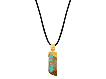 GURHAN, GURHAN Spell Gold Turquoise Pendant Necklace, 44x16mm Amorphous Stone