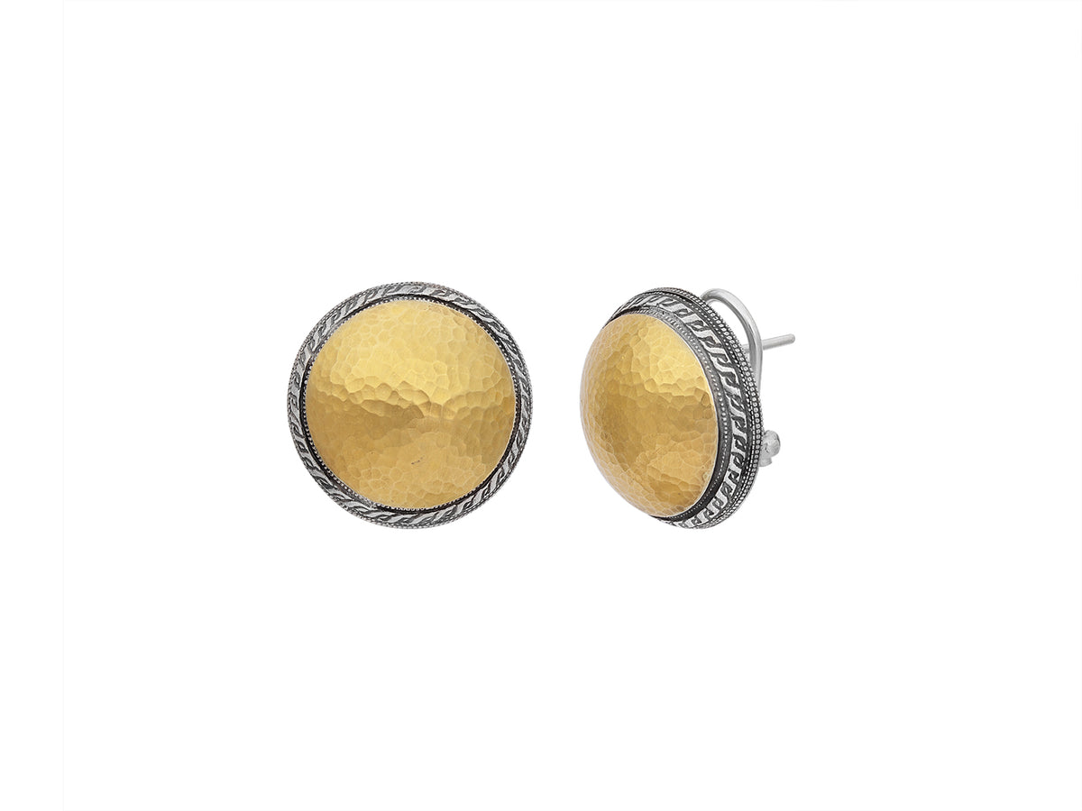 GURHAN, GURHAN Spell Sterling Silver Clip Post Stud Earrings, 19mm Round, , Gold Accents