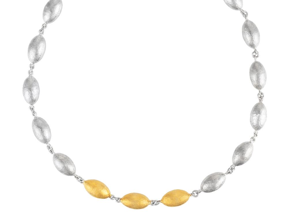 GURHAN, GURHAN Spell Sterling Silver Single-Strand Short Necklace, Puffed Ovals, Gold Accents