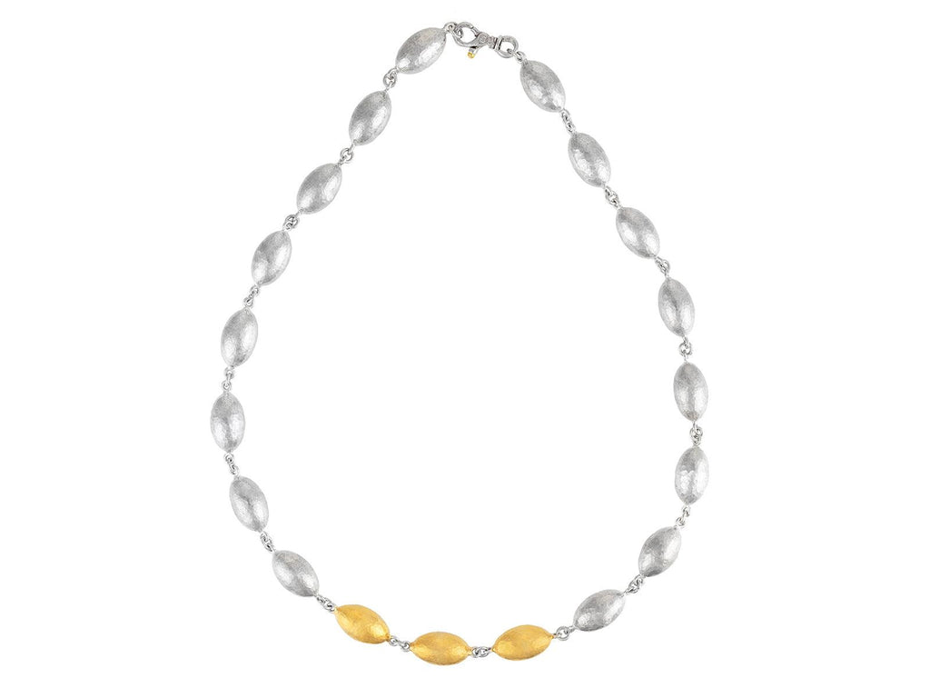 GURHAN, GURHAN Spell Sterling Silver Single-Strand Short Necklace, Puffed Ovals, Gold Accents