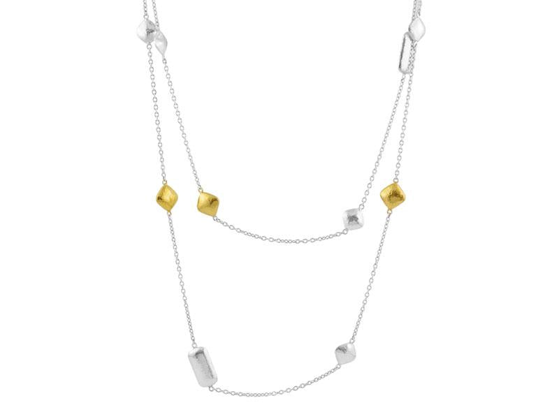 GURHAN, GURHAN Spell Sterling Silver Station Necklace, No Stone, Gold Accents
