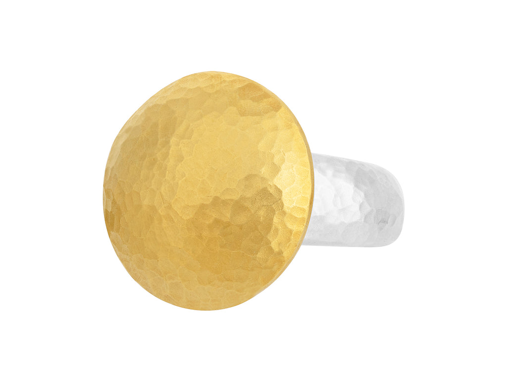 GURHAN, GURHAN Spell Sterling Silver Cocktail Ring, Large Round Lentil Shape, Gold Accents