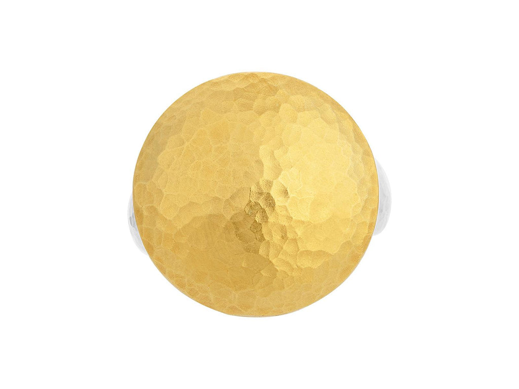 GURHAN, GURHAN Spell Sterling Silver Cocktail Ring, Large Round Lentil Shape, Gold Accents