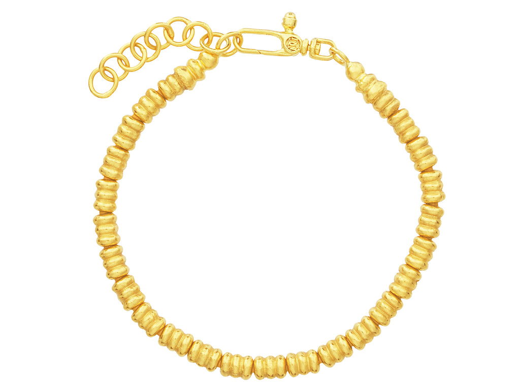 GURHAN, GURHAN Vertigo Gold Beaded Single-Strand Bracelet, Ridged Tubes