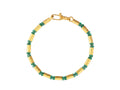 GURHAN, GURHAN Vertigo Gold Beaded Single-Strand Bracelet, Gold Tube Beads, Cabochon Emerald