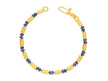 GURHAN, GURHAN Vertigo Gold Sapphire Beaded Single-Strand Bracelet, Gold Tubes and Cabochon Beads