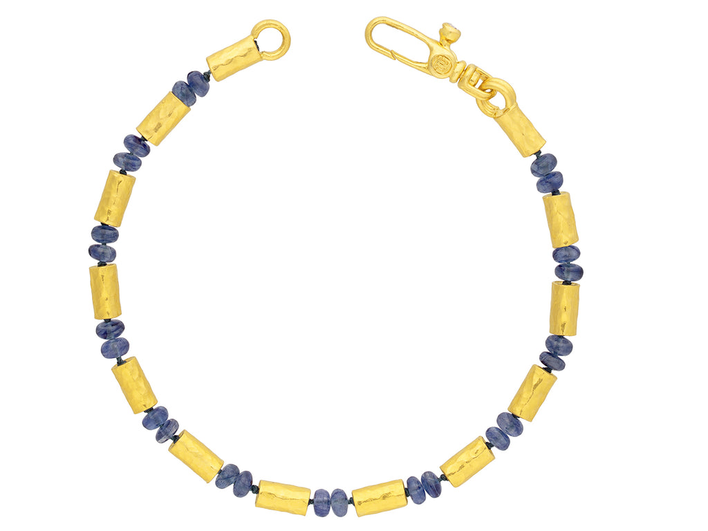 GURHAN, GURHAN Vertigo Gold Sapphire Beaded Single-Strand Bracelet, Gold Tubes and Cabochon Beads