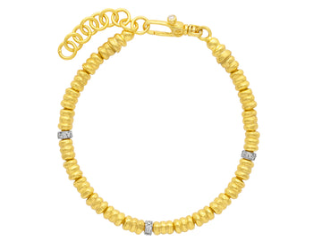 GURHAN, GURHAN Vertigo Gold Diamond Beaded Single-Strand Bracelet, 3 Pave Sections