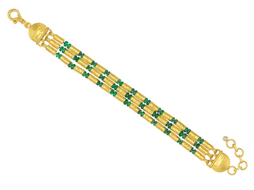 GURHAN, GURHAN Vertigo Gold Emerald Beaded Multi-Strand Bracelet, Gold Tubes and Cabochon Beads