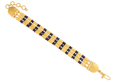 GURHAN, GURHAN Vertigo Gold Sapphire Beaded Multi-Strand Bracelet, 3-Strand with Hammered Gold Tubes