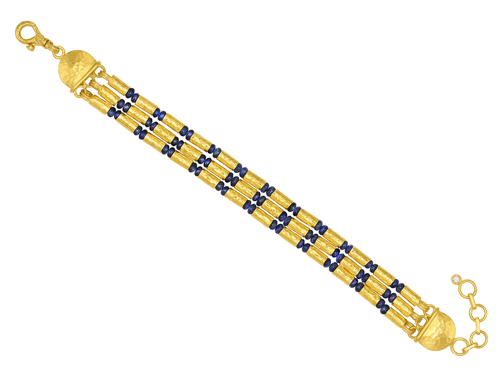 GURHAN, GURHAN Vertigo Gold Sapphire Beaded Multi-Strand Bracelet, Gold Tubes and Cabochon Beads