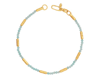 GURHAN, GURHAN Vertigo Gold Beaded Single-Strand Bracelet, Hammered Gold Tubes, Amazonite