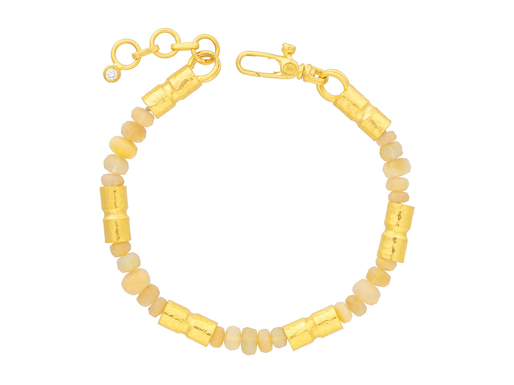 GURHAN, GURHAN Vertigo Gold Opal Beaded Single-Strand Bracelet, Hammered Barrel Tubes