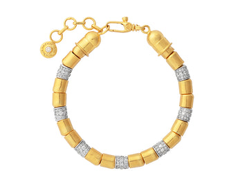 GURHAN, GURHAN Vertigo Gold Diamond Pave Beaded Single-Strand Bracelet, 6.5mm Smooth Beads