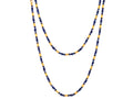 GURHAN, GURHAN Vertigo Gold Beaded Long Necklace, Hammered Gold Tubes, Sapphire