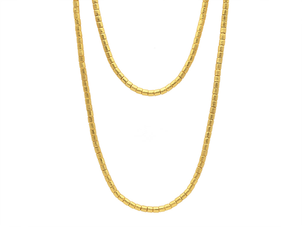 GURHAN, GURHAN Vertigo Gold Single-Strand Beaded Long Necklace, 5.5mm Hammered Beads