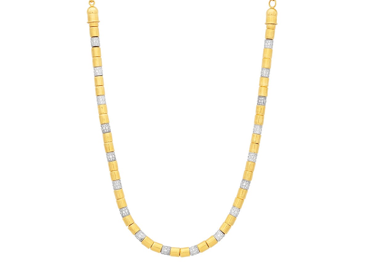 GURHAN, GURHAN Vertigo Gold Beaded Short Necklace, 6.5mm Smooth Beads, Diamond Pave