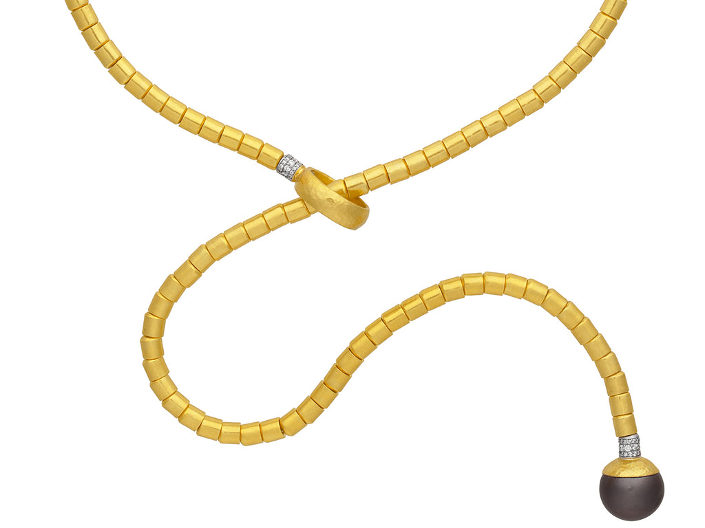 GURHAN, GURHAN Vertigo Gold Pearl Lariat Long Necklace, 5.5mm Smooth Beads