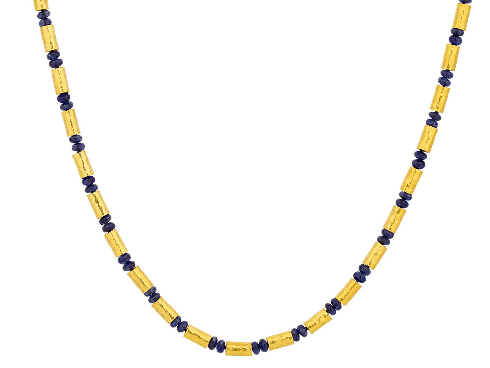 GURHAN, GURHAN Vertigo 24K Gold Sapphire Beaded Necklace, Gold Tubes and Cabochon Beads