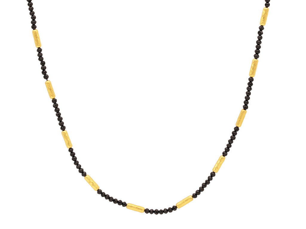 GURHAN, GURHAN Vertigo Gold Spinel Single-Strand Beaded Short Necklace, Hammered Gold Tubes