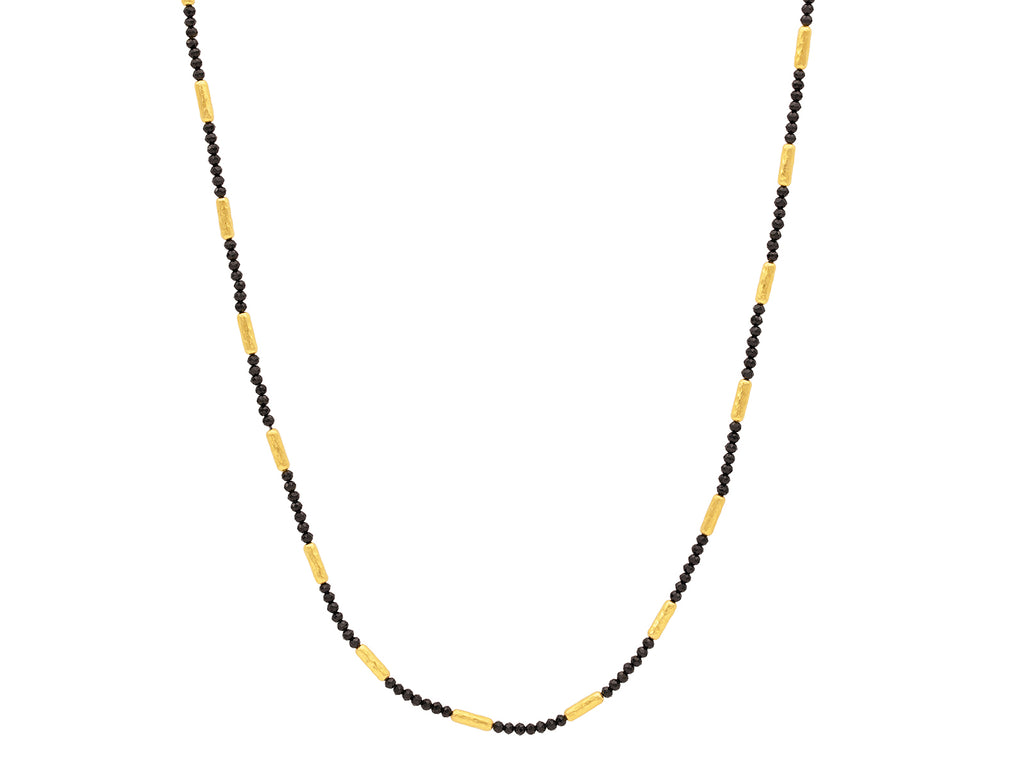 GURHAN, GURHAN Vertigo Gold Spinel Single-Strand Beaded Short Necklace, Hammered Gold Tubes