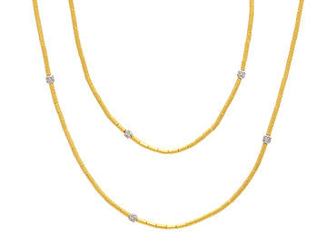 GURHAN, GURHAN Vertigo Gold Diamond Single-Strand Beaded Long Necklace, 3.5mm Wide Smooth Beads