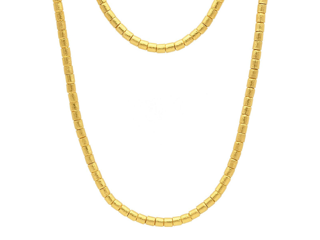 GURHAN, GURHAN Vertigo Gold Single-Strand Beaded Long Necklace, 5.5mm Hammered Beads