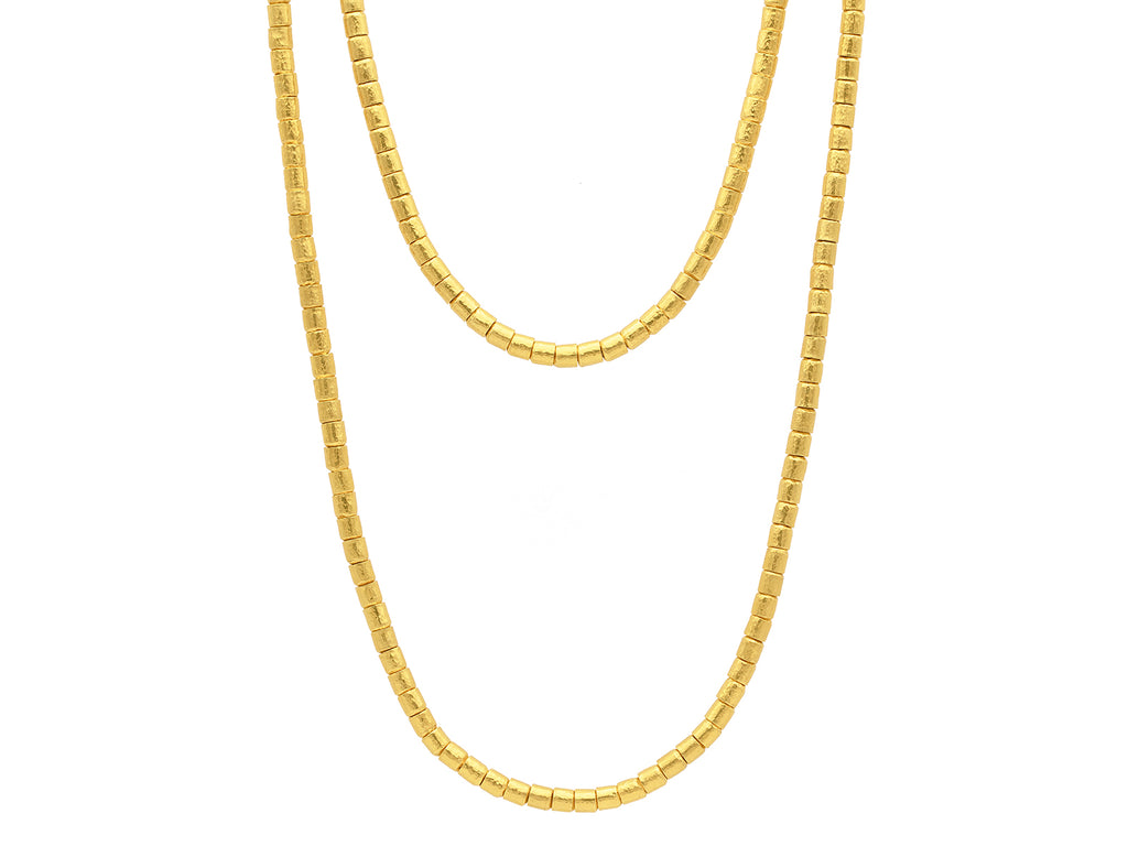 GURHAN, GURHAN Vertigo Gold Single-Strand Beaded Long Necklace, 5.5mm Hammered Beads