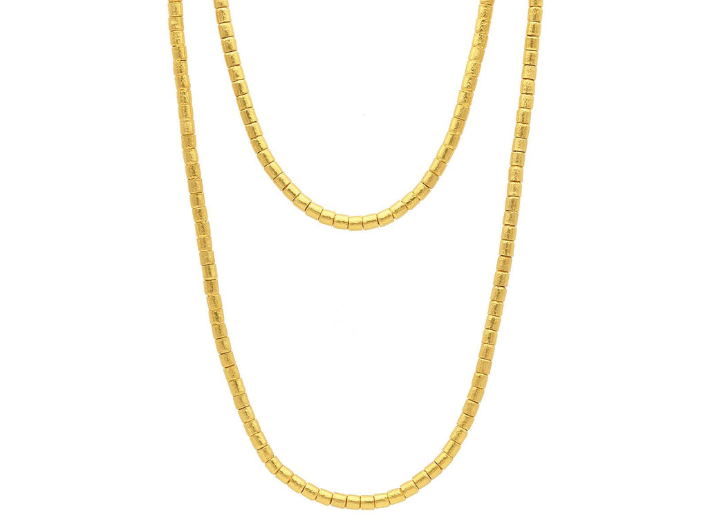 GURHAN, GURHAN Vertigo Gold Single-Strand Beaded Long Necklace, 5.5mm Hammered Beads