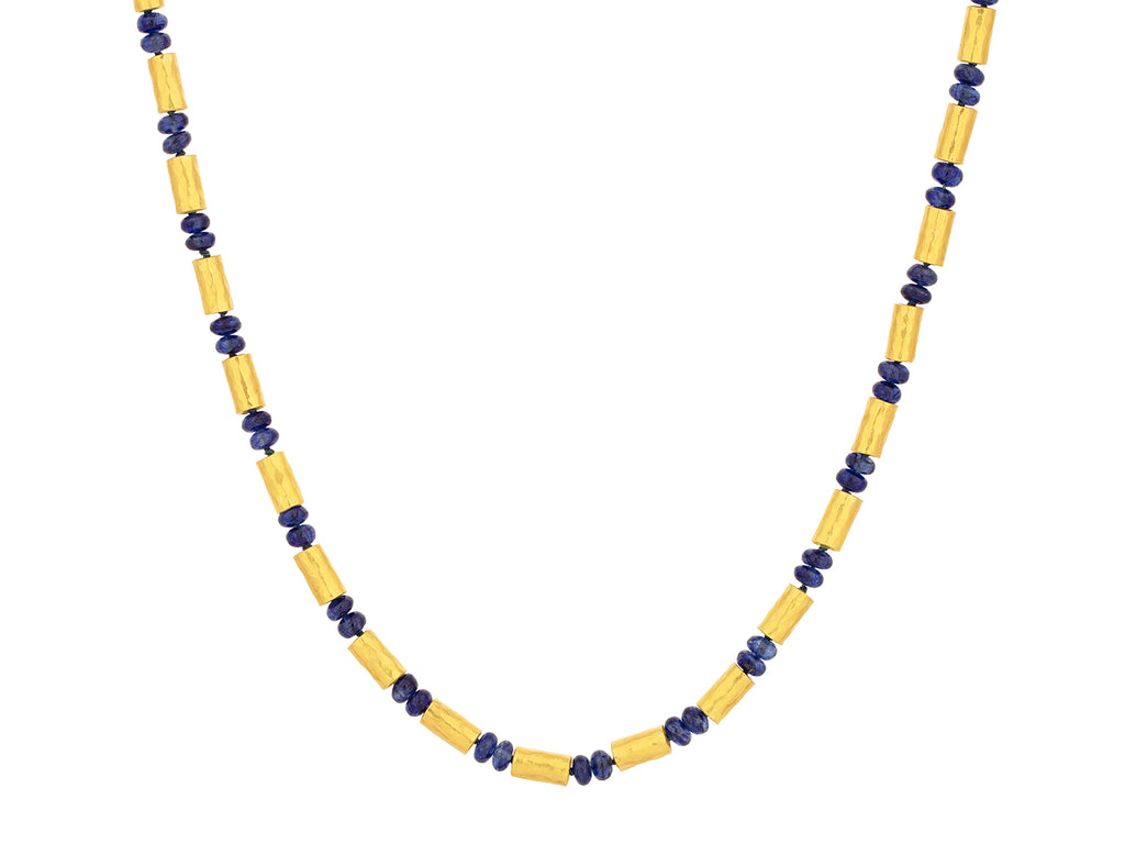 GURHAN, GURHAN Vertigo Gold Sapphire Beaded Short Necklace, Gold Tubes and Cabochon Beads